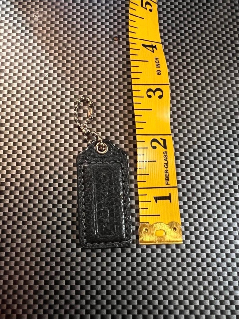 Vintage Coach black keychain with silver hardware bag charm hang tag